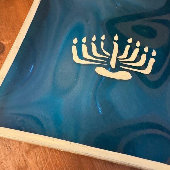 Chanukkah, Hanukkah, menorah, chanukiah, hanukkiah chanukkiyah Art Glass trivet - Picture 3 of 8